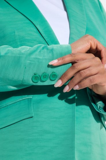Ulla Popken 826161 Blazer texturizado Verde - Blazers - Blazers en tallas grandes para mujer