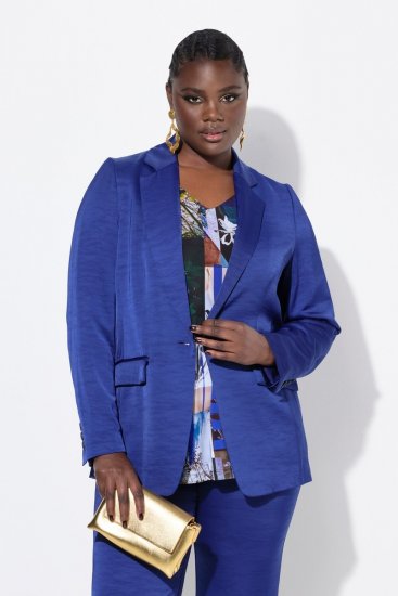 Ulla Popken 826161 Blazer texturizado con bolsillos de solapa Azul marino - Blazers - Blazers en tallas grandes para mujer