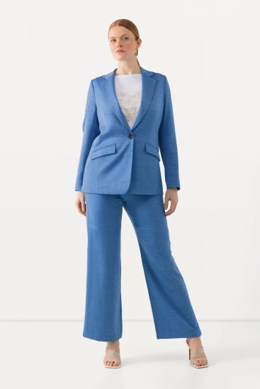 Ulla Popken 826163 Pantalón de traje ancho Azul denim - Pantalones de tela - Pantalones anchos de tela para mujer