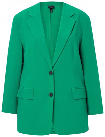 Ulla Popken 826487 Blazer oversize con bolsillos de solapa Verde esmeralda - Blazers - Blazers en tallas grandes para mujer