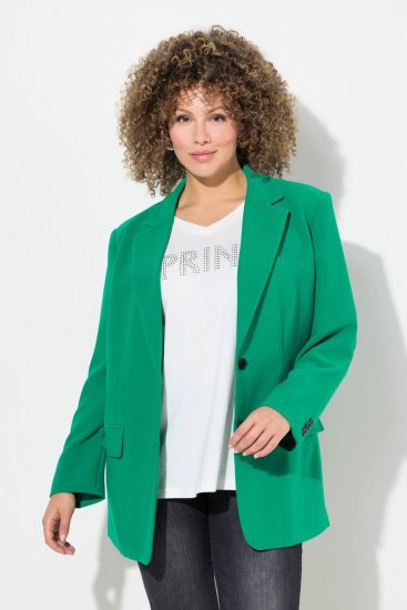 Ulla Popken 826487 Blazer oversize con bolsillos de solapa Verde esmeralda - Blazers - Blazers en tallas grandes para mujer