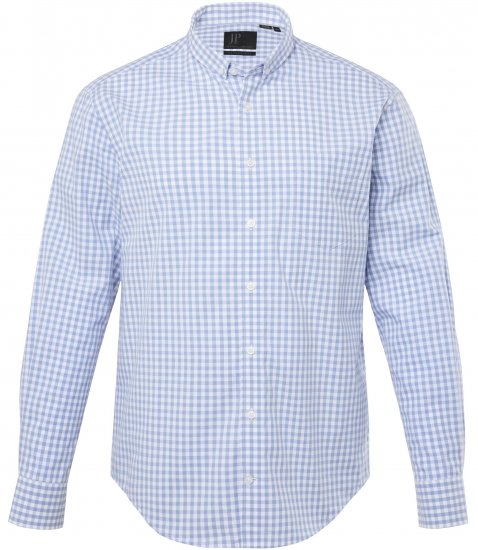 JP1880 Modern Fit Button-Down Collar Long Sleeve Check Shirt Light Blue - Camisas - Camisas 2XL-10XL