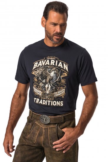 JP1880 Bavarian Design Vintage Looking T-Shirt Navy Blue - Camisetas - Camisetas - 2XL-14XL