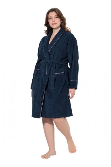 Ulla Popken 826794 Albornoz de rizo Azul marino - Batas & albornoces - 