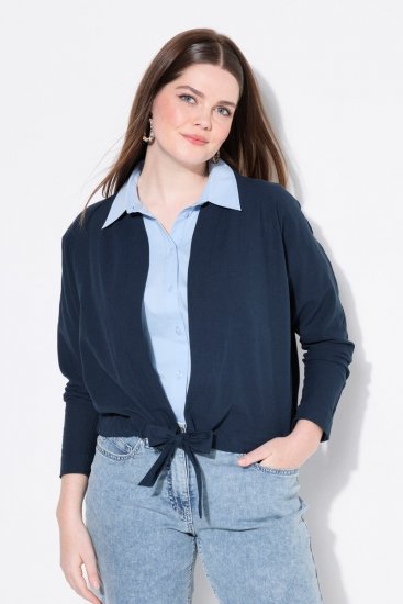Ulla Popken 827116 Bolero con cuello alto de mezcla de lino Azul marino - Boleros - 