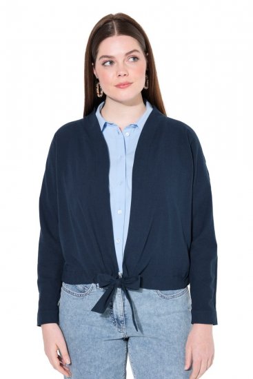 Ulla Popken 827116 Bolero con cuello alto de mezcla de lino Azul marino - Boleros - 