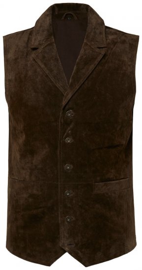 JP1880 827437 Chaleco de ante con solapas Marrón oscuro - Trajes - Trajes 2XL-8XL