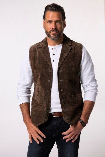 JP1880 827437 Chaleco de ante con solapas Marrón oscuro - Trajes - Trajes 2XL-8XL