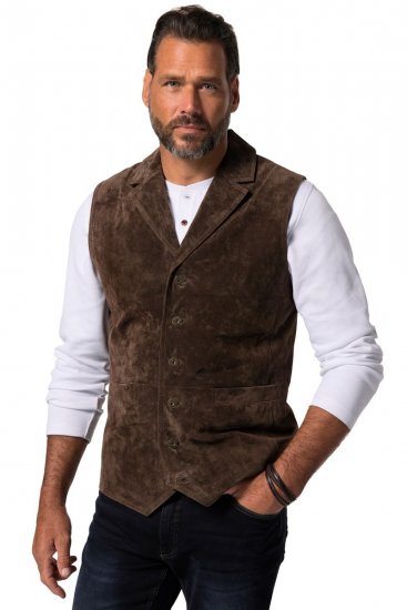 JP1880 827437 Chaleco de ante con solapas Marrón oscuro - Trajes - Trajes 2XL-8XL