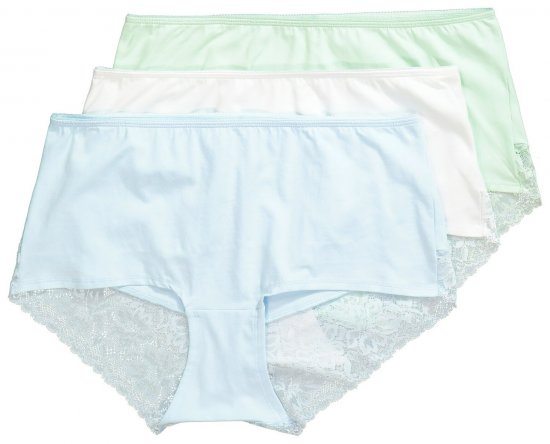 Ulla Popken 827465 Bragas hipster con encaje pack de 3 Azul - Bragas - 