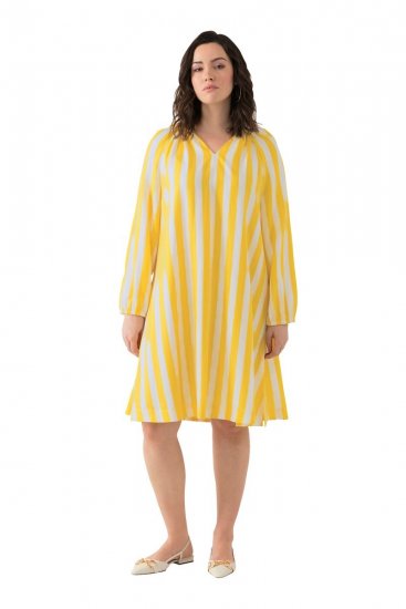 Ulla Popken 827653 Vestido de rayas Amarillo - Vestidos midi - Vestidos midi de talla grande