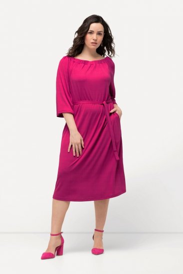 Ulla Popken 827740 Vestido de jersey con manga 3/4 Rosa - Vestidos midi - Vestidos midi de talla grande