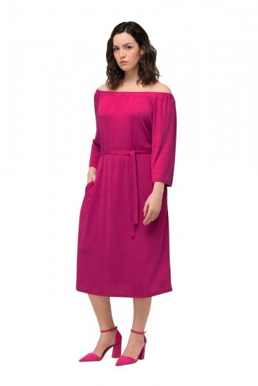 Ulla Popken 827740 Vestido de jersey con manga 3/4 Rosa - Vestidos midi - Vestidos midi de talla grande