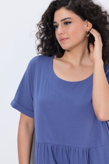 Ulla Popken 827920 Vestido de jersey de manga corta Azul - Vestidos de punto jersey - 
