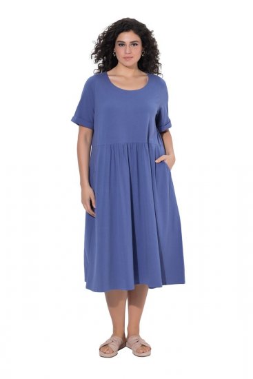 Ulla Popken 827920 Vestido de jersey de manga corta Azul - Vestidos de punto jersey - 