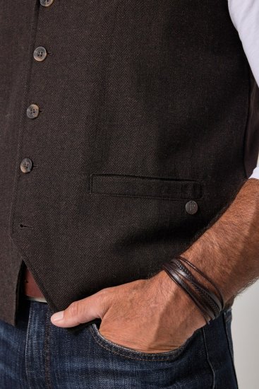 JP1880 828736 Chaleco de tweed con espalda de punto Marrón oscuro - Trajes - Trajes 2XL-8XL
