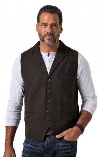 JP1880 828736 Chaleco de tweed con espalda de punto Marrón oscuro - Trajes - Trajes 2XL-8XL