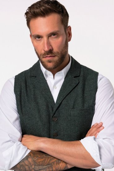 JP1880 828736 Chaleco de tweed con espalda de punto Verde botella - Trajes - Trajes 2XL-8XL