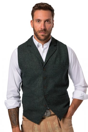 JP1880 828736 Chaleco de tweed con espalda de punto Verde botella - Trajes - Trajes 2XL-8XL