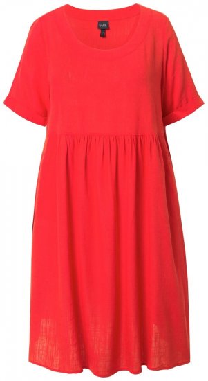 Ulla Popken 829837 Vestido de mezcla de lino de manga corta Rojo - Vestidos de verano - Vestidos de verano tallas grandes
