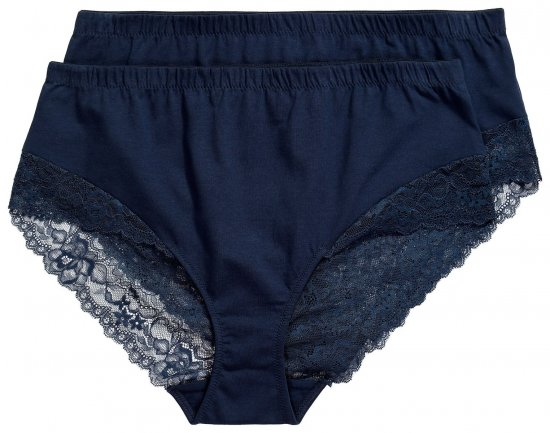 Ulla Popken 830094 Bragas con encaje pack de 2 Azul marino - Bragas - 