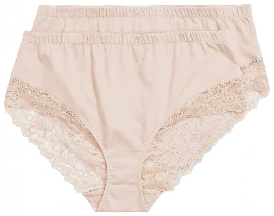Ulla Popken 830094 Bragas con encaje pack de 2 Beige - Bragas - 