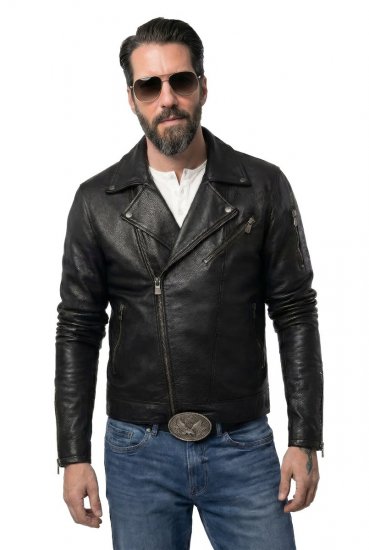 JP1880 830586 Chaqueta biker en napa de cordero Negro - Chaquetas - Chaquetas Tallas Grandes 2XL-8XL