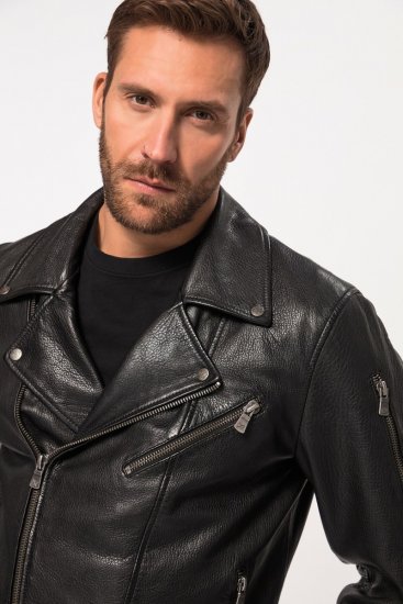 JP1880 830586 Chaqueta biker en napa de cordero Negro - Chaquetas - Chaquetas Tallas Grandes 2XL-8XL