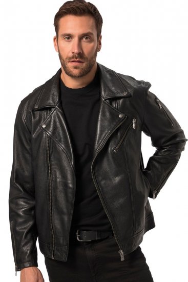 JP1880 830586 Chaqueta biker en napa de cordero Negro - Chaquetas - Chaquetas Tallas Grandes 2XL-8XL