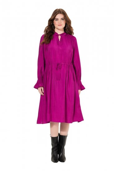 Ulla Popken 830615 Vestido de manga larga con volantes Lila - Vestidos midi - Vestidos midi de talla grande