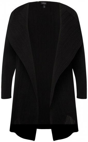 Ulla Popken 830749 Blazer abierto plisado con solapas anchas Negro - Blazers - Blazers en tallas grandes para mujer