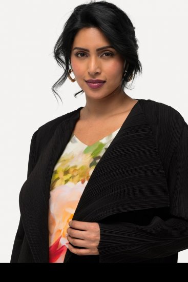 Ulla Popken 830749 Blazer abierto plisado con solapas anchas Negro - Blazers - Blazers en tallas grandes para mujer