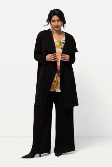 Ulla Popken 830749 Blazer abierto plisado con solapas anchas Negro - Blazers - Blazers en tallas grandes para mujer