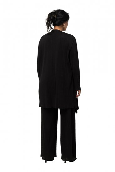 Ulla Popken 830749 Blazer abierto plisado con solapas anchas Negro - Blazers - Blazers en tallas grandes para mujer