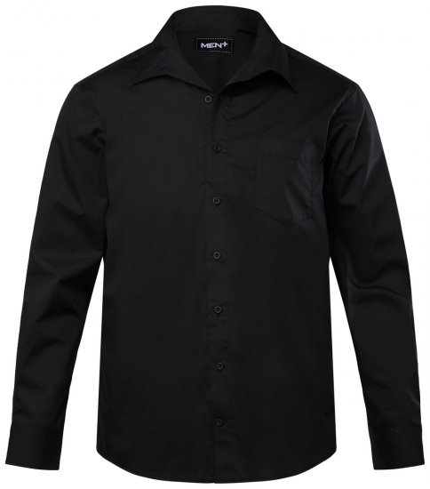 Men+ 757 Camisa de vestir manga larga con cuello abierto Negro - Camisas - Camisas 2XL-10XL