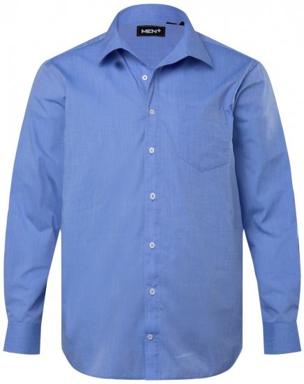 Men+ 757 Camisa de vestir manga larga con cuello abierto Azul claro - Camisas - Camisas 2XL-10XL