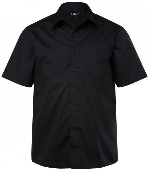 Men+ 758 Camisa de vestir manga corta con cuello abierto Negro - Camisas - Camisas 2XL-10XL