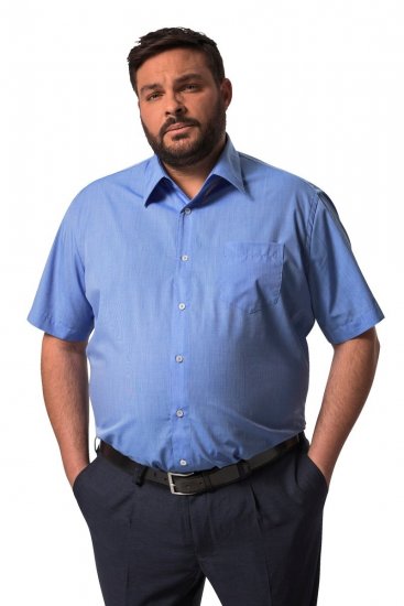 Men+ 758 Camisa de vestir manga corta con cuello abierto Azul claro - Camisas - Camisas 2XL-10XL