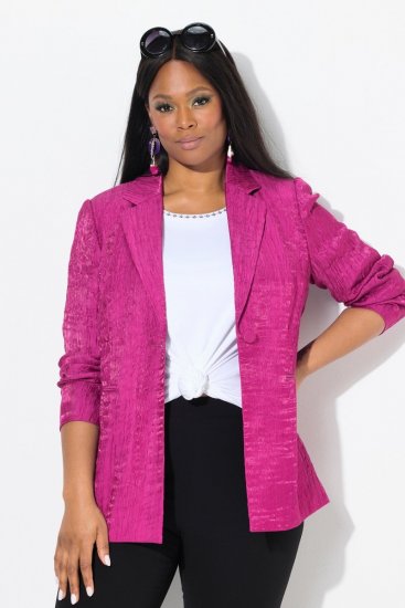 Ulla Popken 830767 Blazer de efecto arrugado Magenta - Blazers - Blazers en tallas grandes para mujer