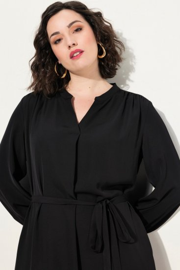 Ulla Popken 831004 Vestido midi de manga larga Negro - Vestidos maxi - Vestidos largos en tallas grandes