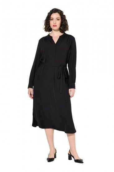 Ulla Popken 831004 Vestido midi de manga larga Negro - Vestidos maxi - Vestidos largos en tallas grandes