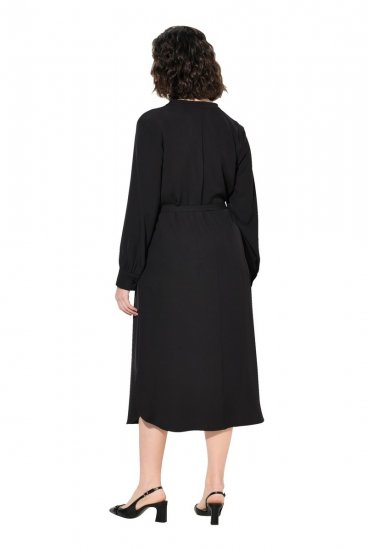 Ulla Popken 831004 Vestido midi de manga larga Negro - Vestidos maxi - Vestidos largos en tallas grandes