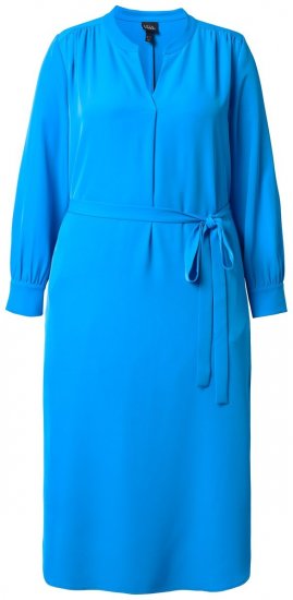 Ulla Popken 831004 Vestido midi de manga larga con cuello de pico Azul real - Vestidos midi - Vestidos midi de talla grande