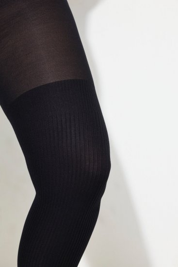 Ulla Popken 831196 Medias por encima de la rodilla 80 den Negro - Medias & calcetines - 