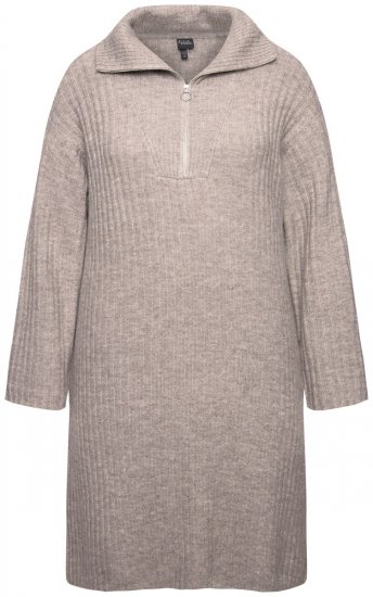Ulla Popken 831589 Vestido de punto de manga larga con cuello alto Gris - Vestidos de punto - 