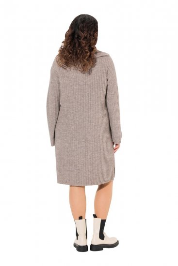 Ulla Popken 831589 Vestido de punto de manga larga con cuello alto Gris - Vestidos de punto - 
