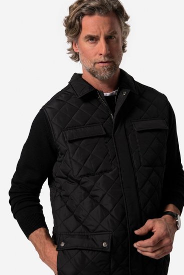 Boston Park 593 Chaleco acolchado con cuello camisero Negro - Chaquetas - Chaquetas Tallas Grandes 2XL-8XL