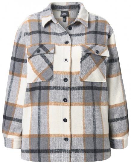 Ulla Popken 831641 Sobrecamisa de cuadros de mezcla de lana Antracita - Chaquetas - Chaquetas para mujer en tallas grandes