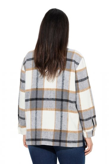 Ulla Popken 831641 Sobrecamisa de cuadros de mezcla de lana Antracita - Chaquetas - Chaquetas para mujer en tallas grandes