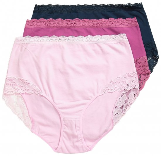 Ulla Popken 831866 Bragas de talle alto con encaje pack de 3 Azul marino - Bragas - 